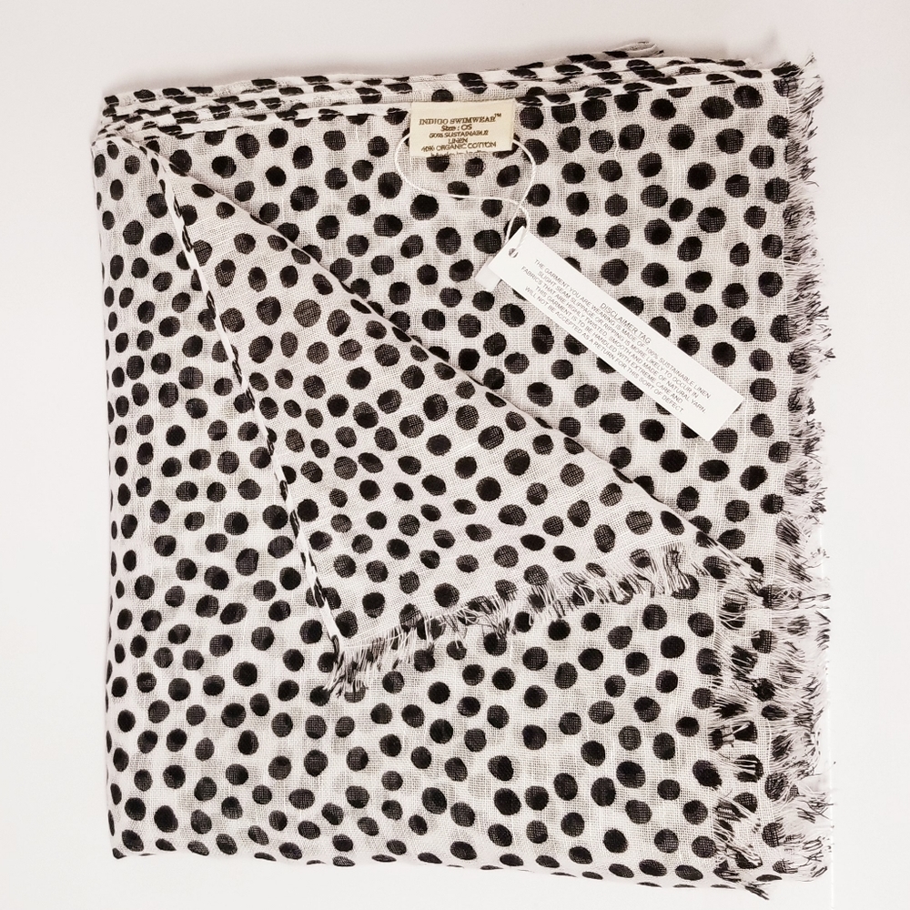 Indigo Swimwear Eco-friendly Polka Dot Lrg Square Cover Up Wrap OSFM NWT - Picture 2 of 11